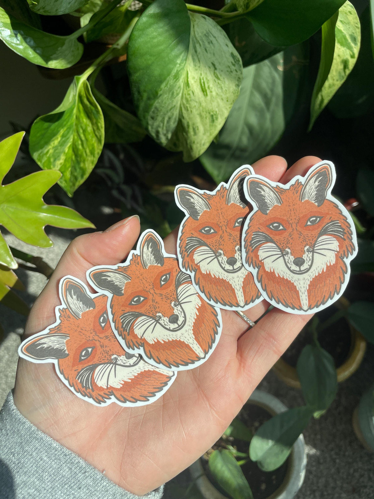 Fox Linocut Handmade Sticker