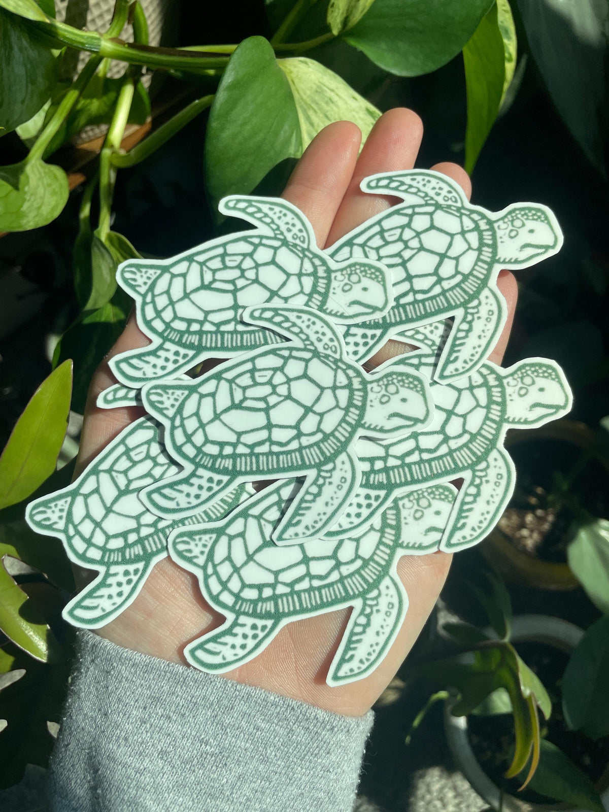 Sea Turtle Linocut small Handmade Sticker