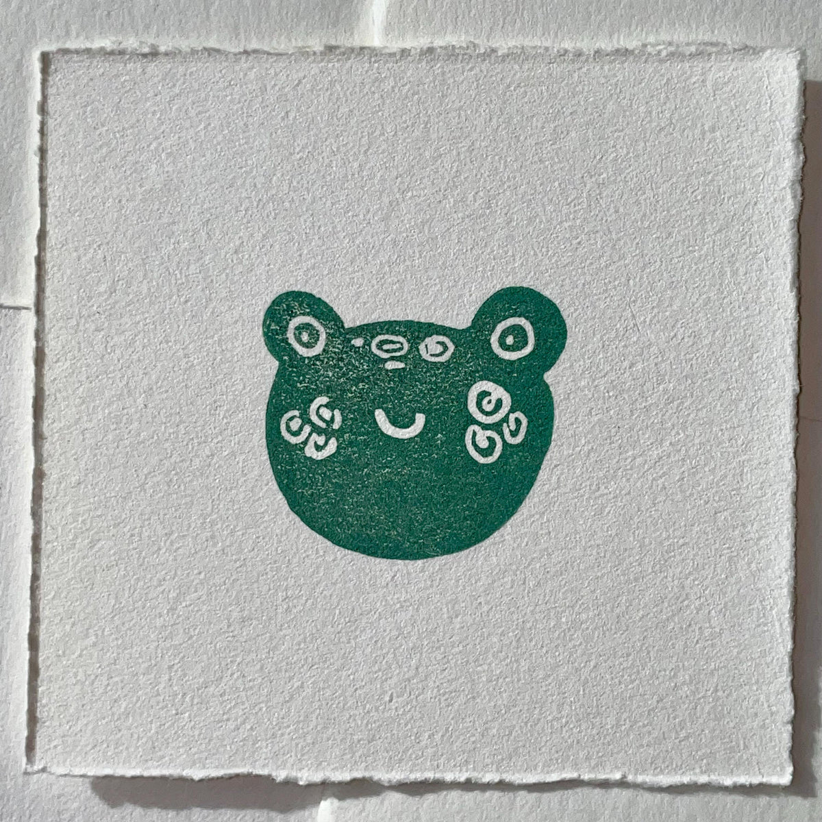 Frog Mini Linocut Print 3x3”- Original Hand-Carved Linoprint
