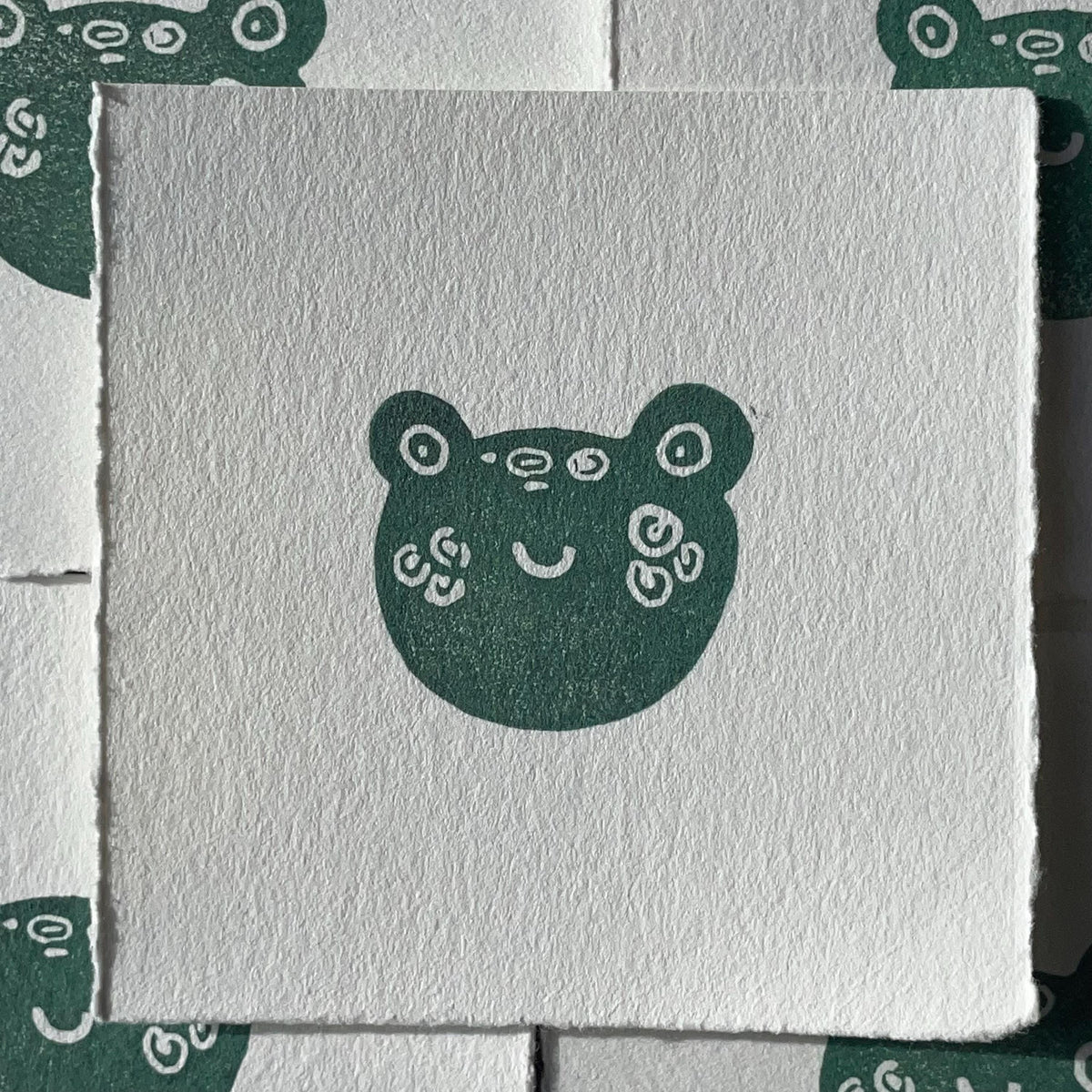 Frog Mini Linocut Print 3x3”- Original Hand-Carved Linoprint