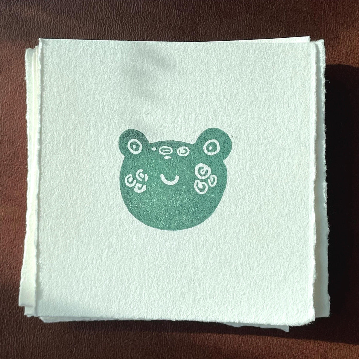 Frog Mini Linocut Print 3x3”- Original Hand-Carved Linoprint