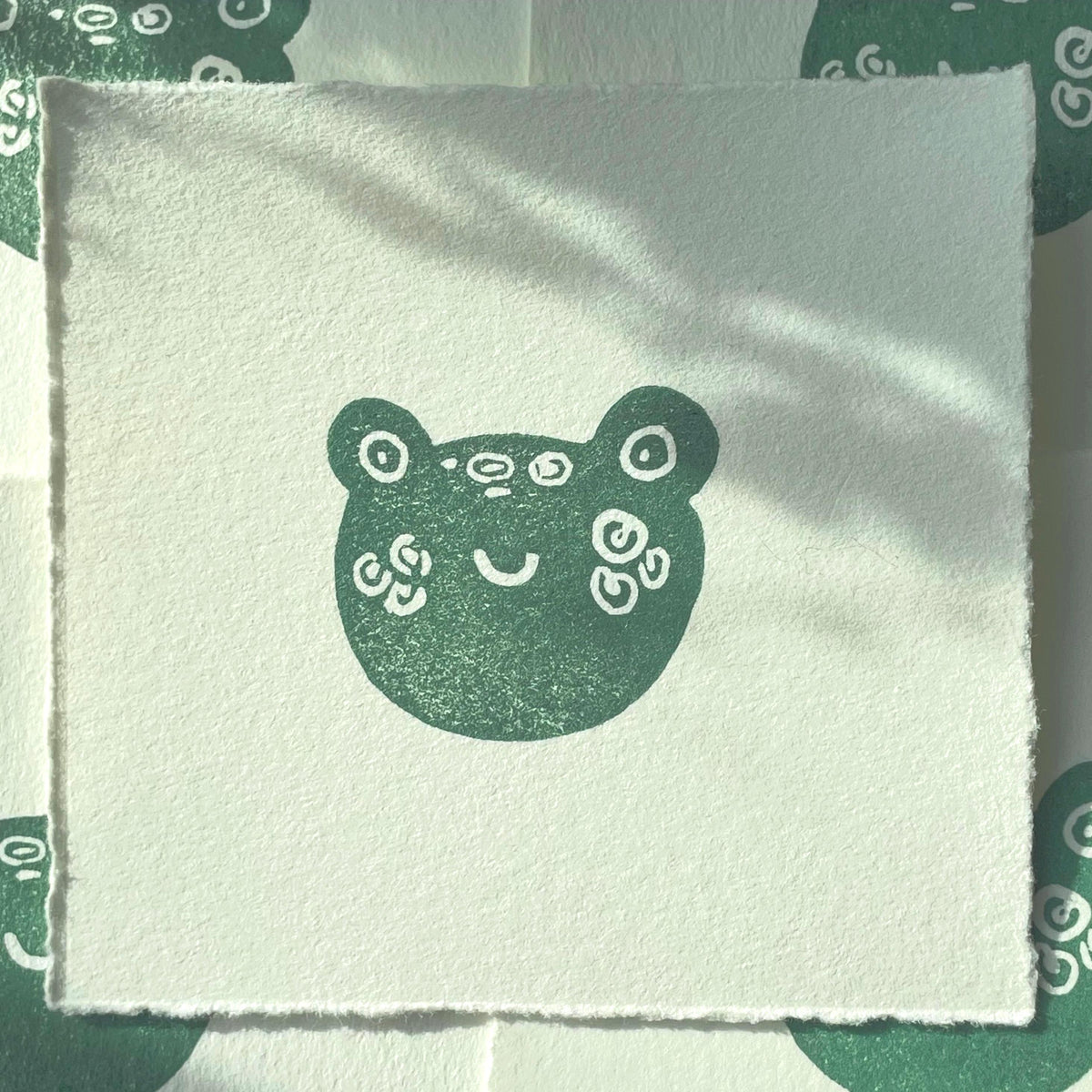 Frog Mini Linocut Print 3x3”- Original Hand-Carved Linoprint