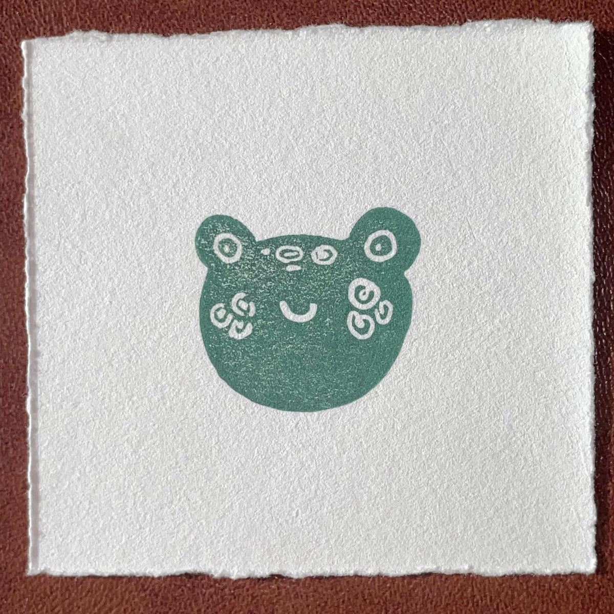 Frog Mini Linocut Print 3x3”- Original Hand-Carved Linoprint