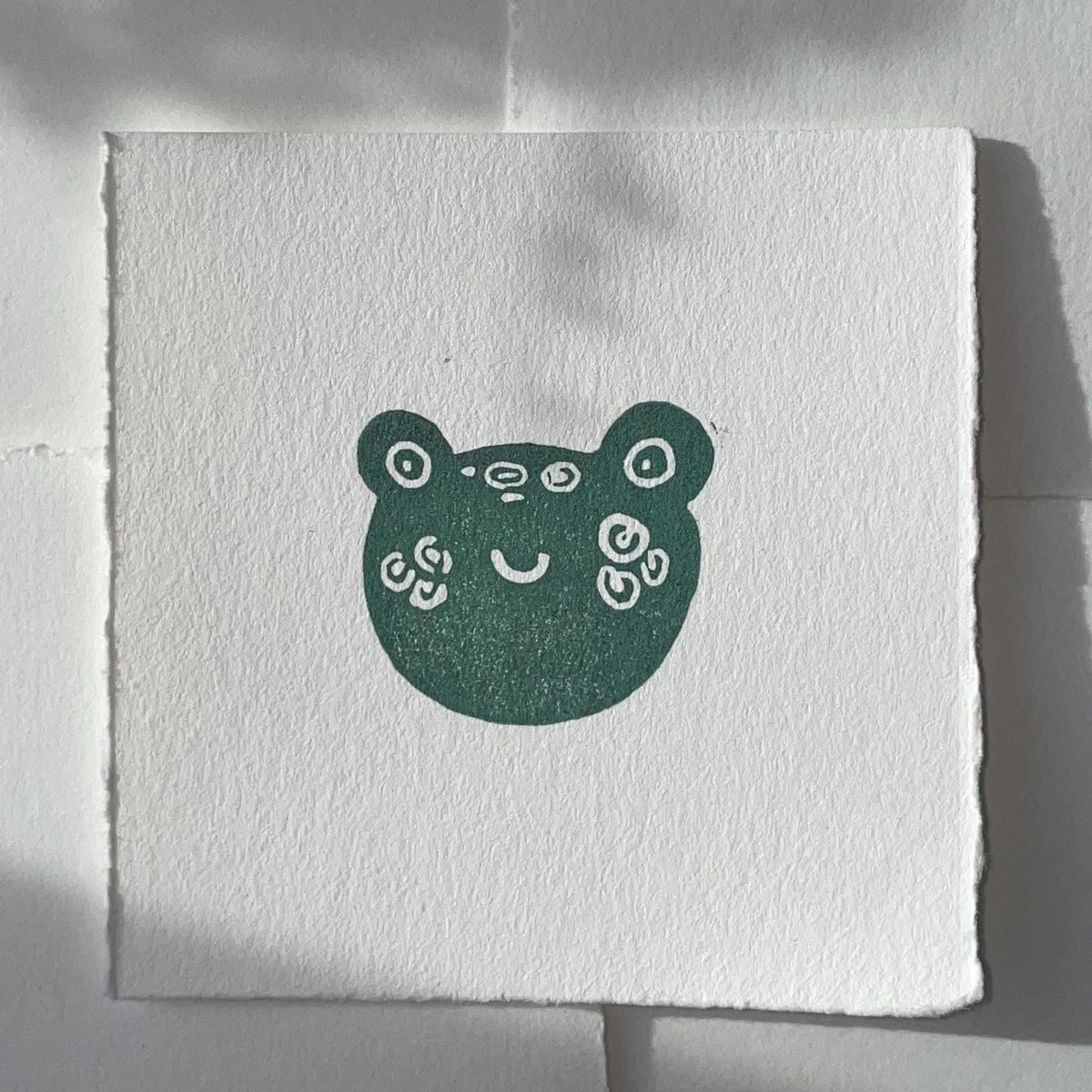Frog Mini Linocut Print 3x3”- Original Hand-Carved Linoprint