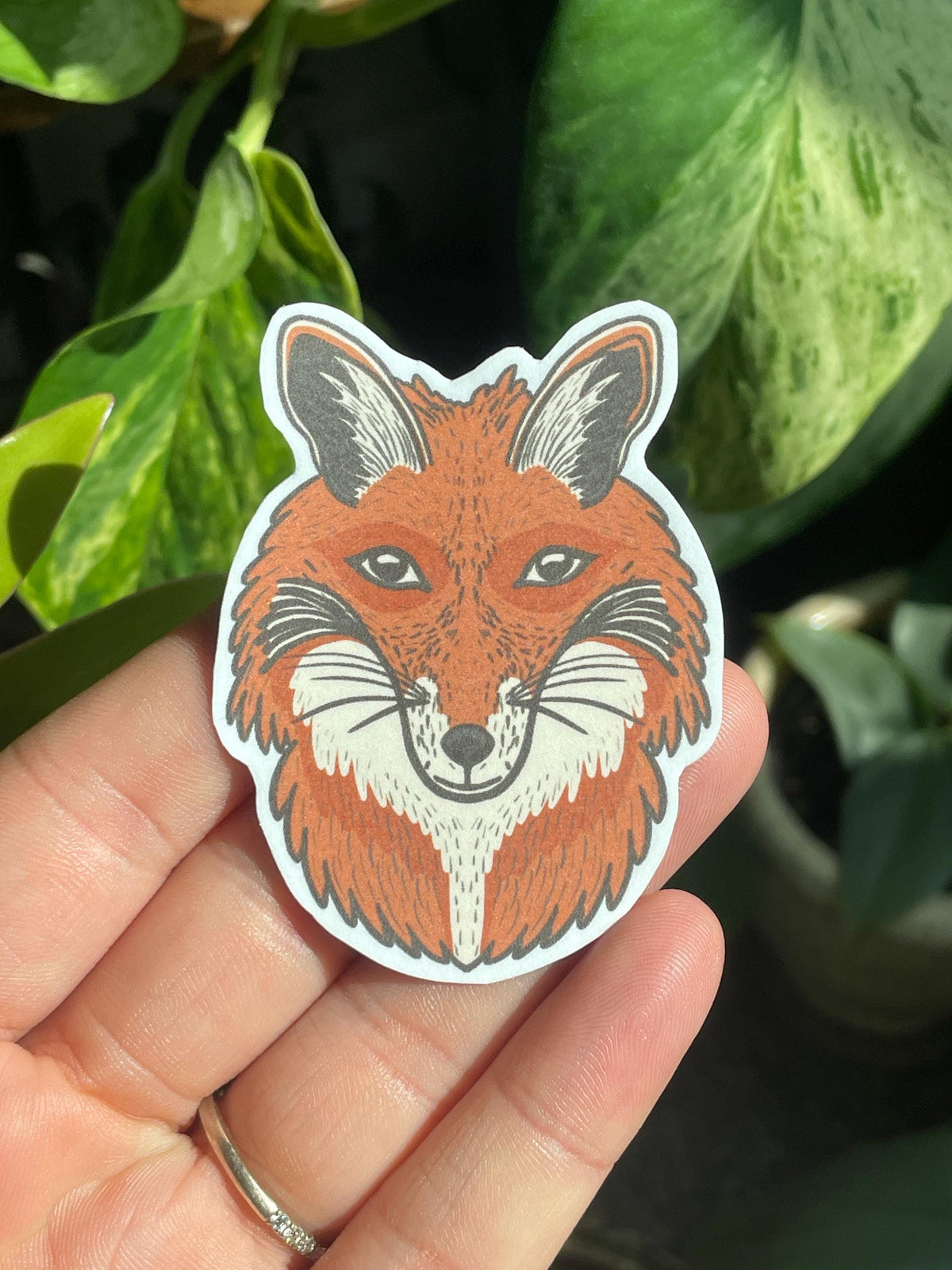 Fox Linocut Handmade Sticker