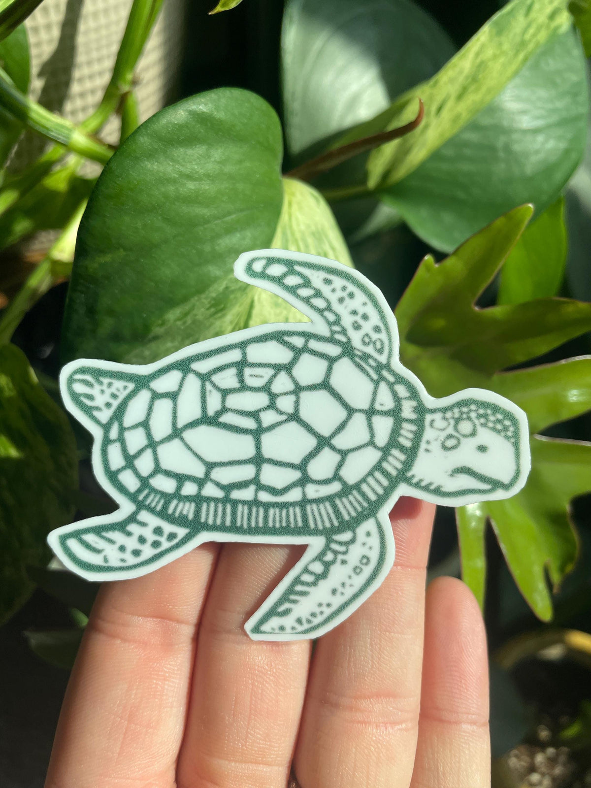 Sea Turtle Linocut small Handmade Sticker