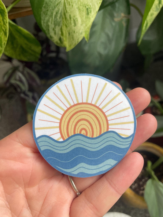 Sea sunrise small handmade sticker