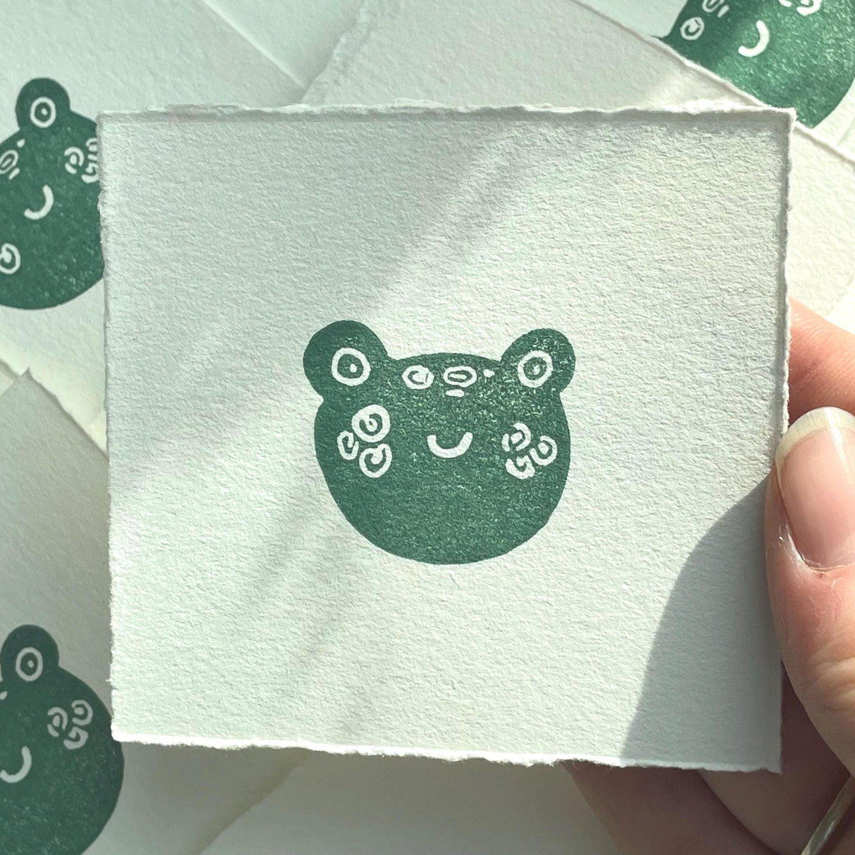 Frog Mini Linocut Print 3x3”- Original Hand-Carved Linoprint