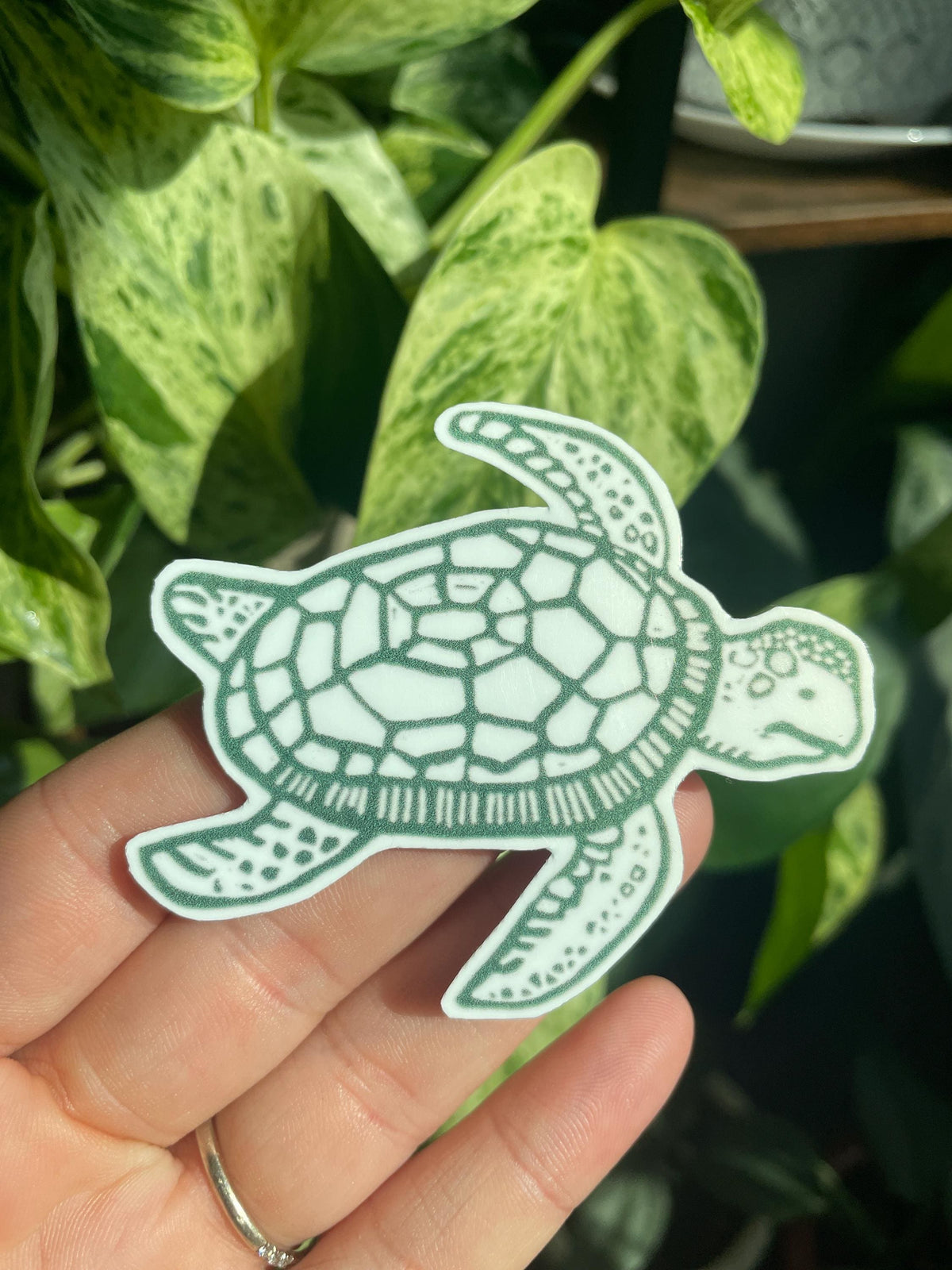 Sea Turtle Linocut small Handmade Sticker