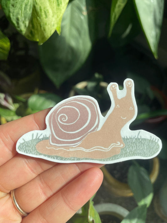 Snail Linocut Handmade Sticker