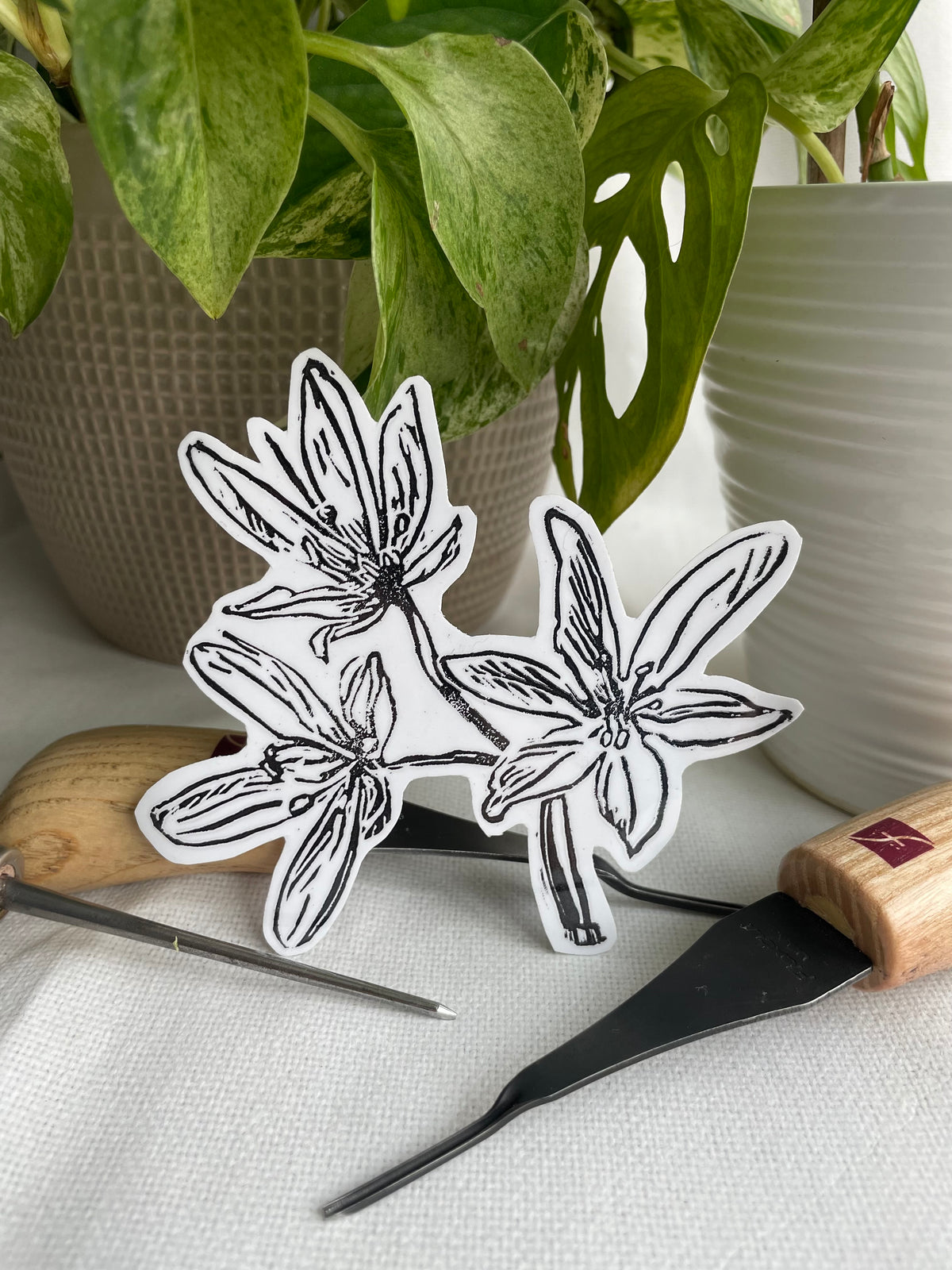 Crowpoison Linocut Sticker waterproof handprinted