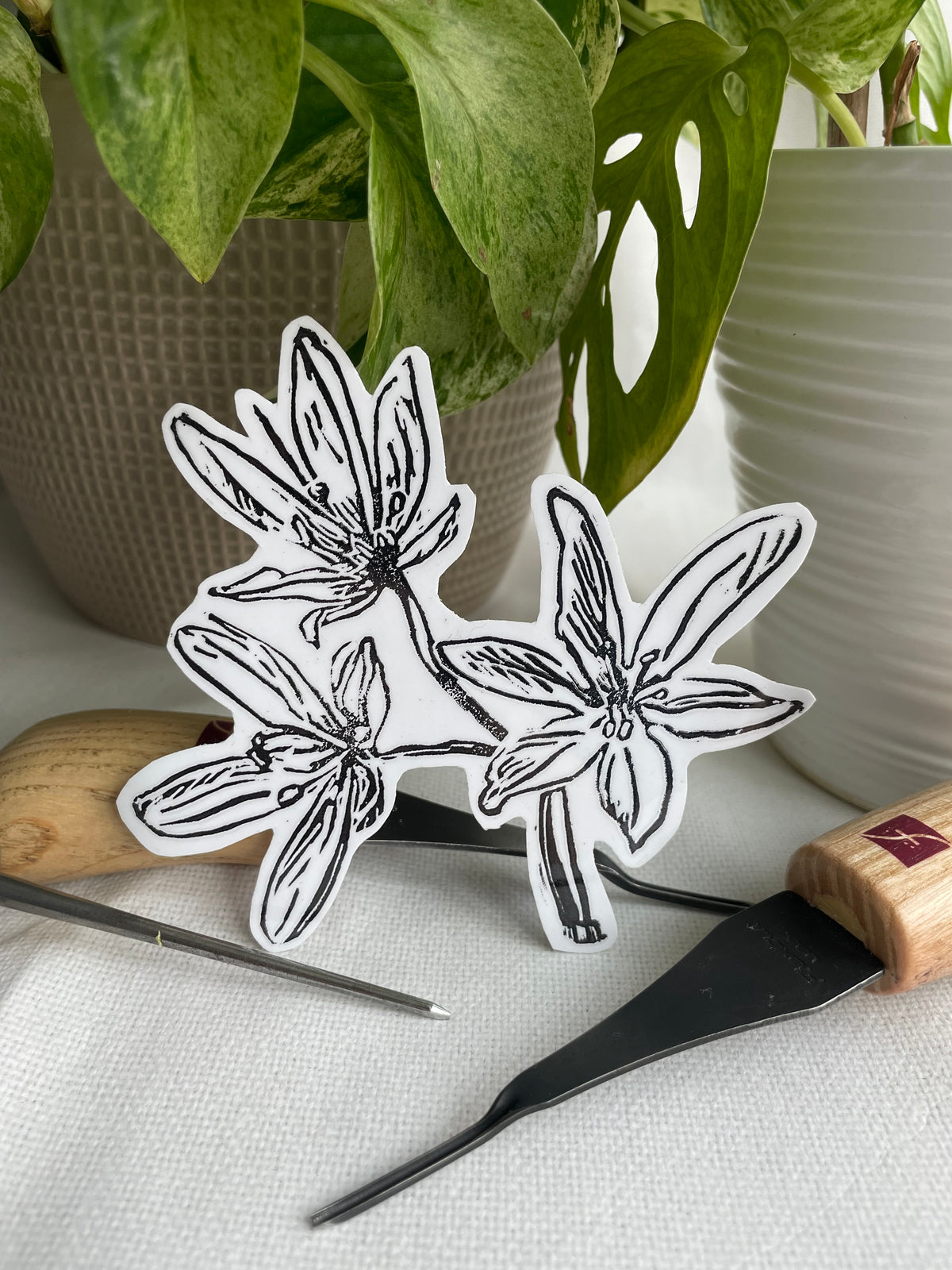 Crowpoison Linocut Sticker waterproof handprinted
