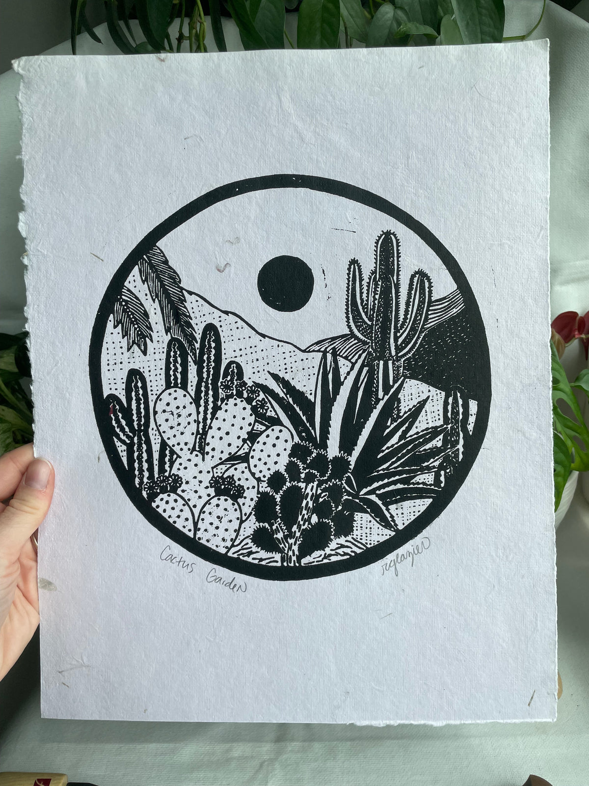 "Cactus Garden" 11x14 relief print