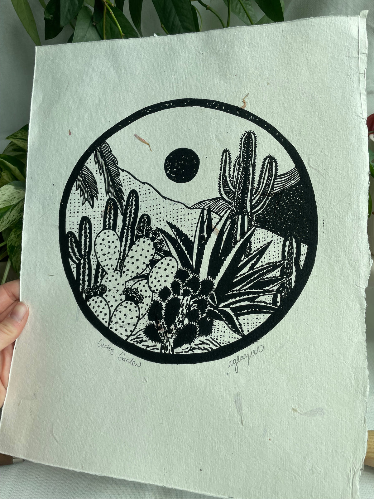 "Cactus Garden" 11x14 relief print